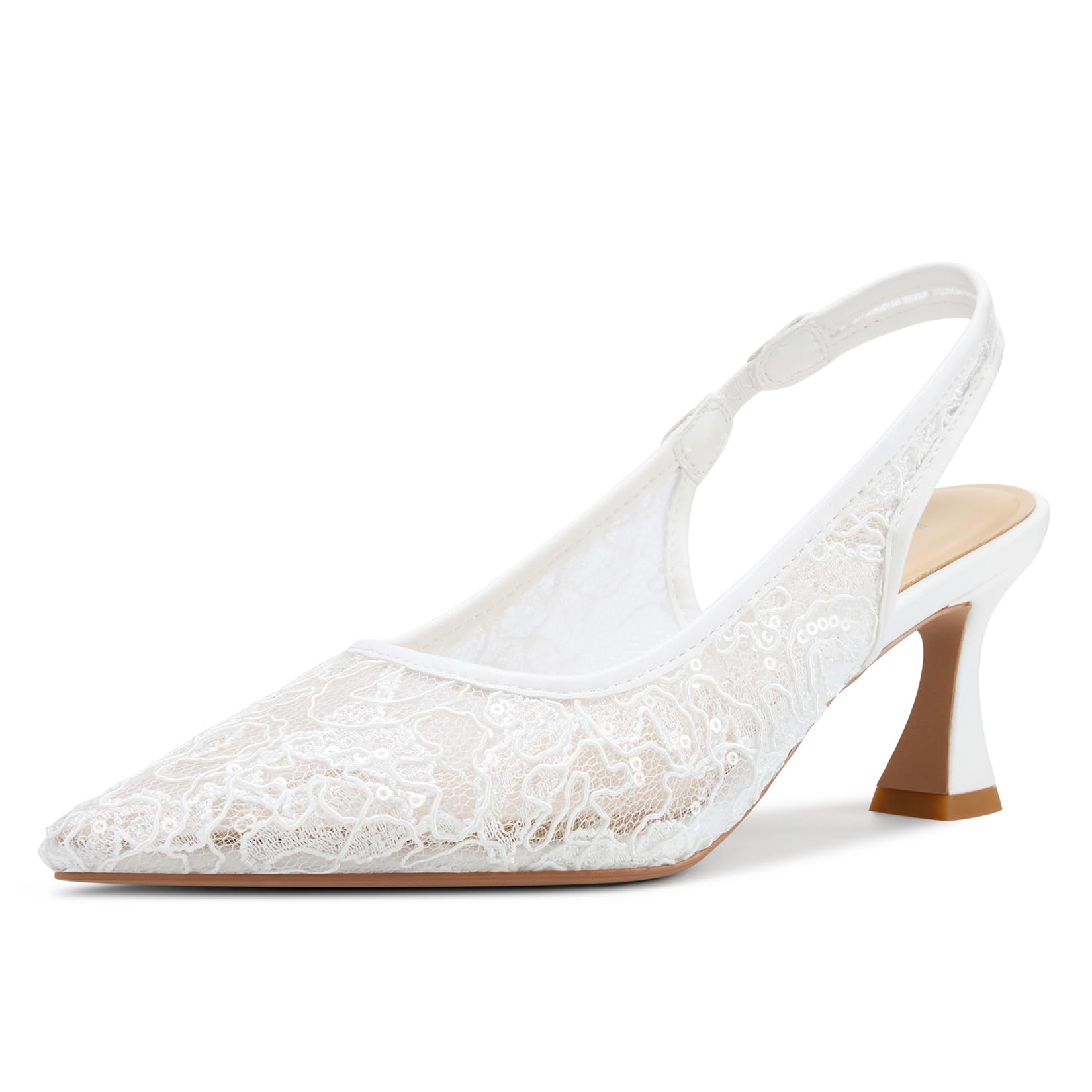 Aachcol Scarpe da donna in pizzo con cinturino sul retro, punta chiusa, tacco a 