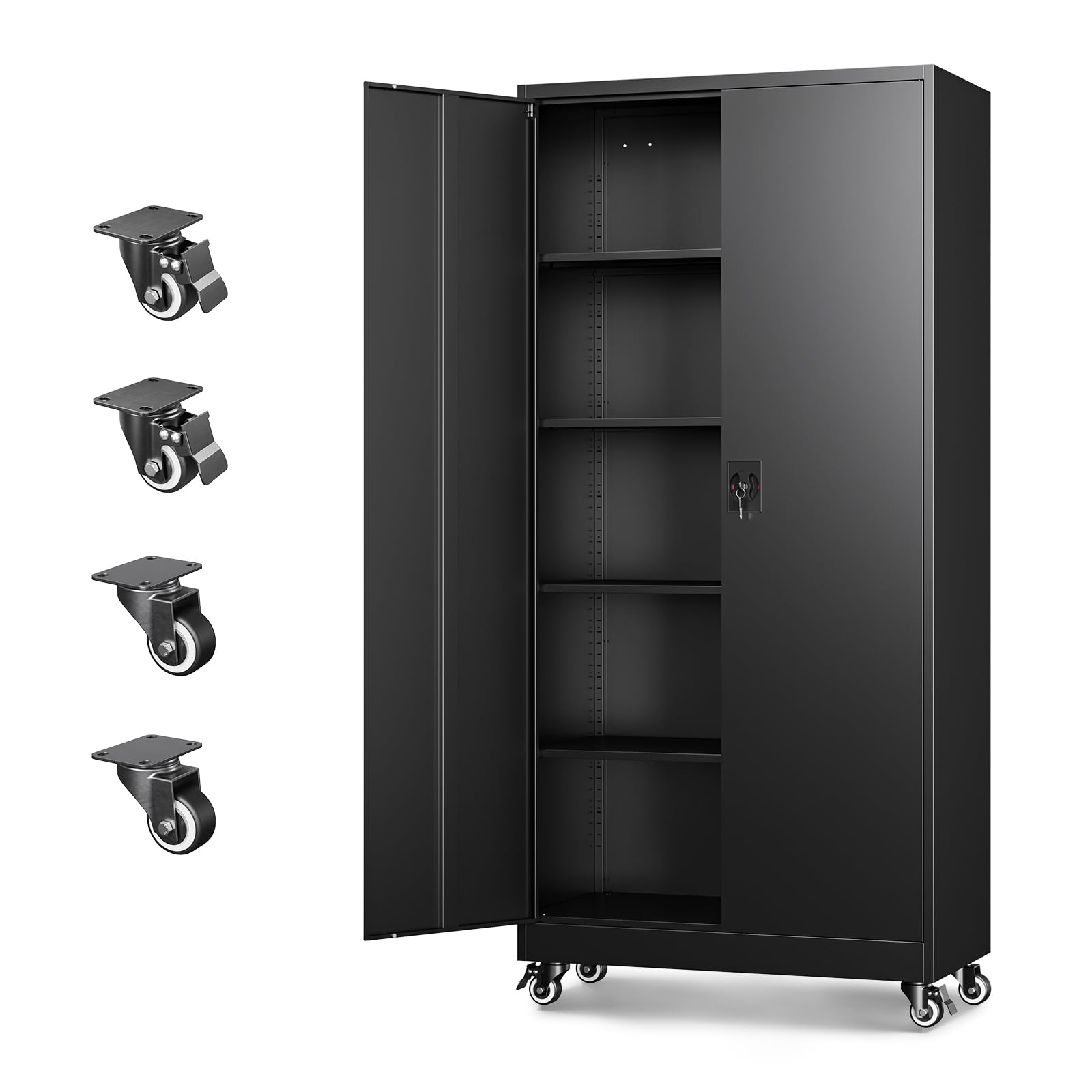 Letaya Metal Garage Storage Cabinets with Wheels,Steel Tool Cabinets Lock Door a