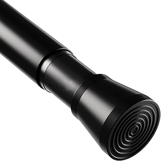 Shower Curtain Pole Extendable Curtain Poles Telescopic Curtain Pole With Curtain Rail No Drill Voile Curtain Pole For Windows Shower Wardrobe Black 83-190Cm
