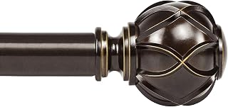 KAMANINA Curtain Rods for Windows 72 to 144 Inch, Long Heavy Duty, Bronze | 7/8 Inch Adjustable Drapery Rods, Decorative Netted Texture Finials, Easy Wall Mount for Living Room, Bedroom, 32-144" Length