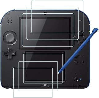 Screen Protector and Stylus Compatible 2DS, AFUNTA 3 Pack (6 Pcs) HD Clear PET Film for Top and Bottom Screen, with 1 Plastic Blue Screen Touch Pen