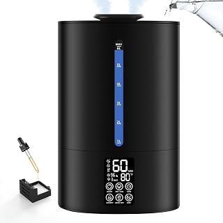 Coolfiqu 6L Warm & Cool Mist Humidifiers for Bedroom,Large Room,Plants | Quiet Top Fill Ultrasonic Humidifier,Essential Oil Diffuser, Auto Humidity Control,Hot Mist Desk Humidifiers,360° Nozzle