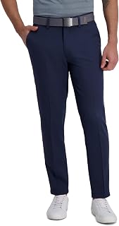 Haggar Cool Right Performance Men's Flex Stria Slim Fit Flat Front Pant