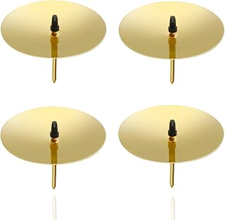 4 x Advent Wreath Plugs 5 cm Candle Holders – Universal for Candles – Candle Plate with Pin – Candle Plug for Advent Wreath Christmas Advent Wreath Holder with Pin (Gold)