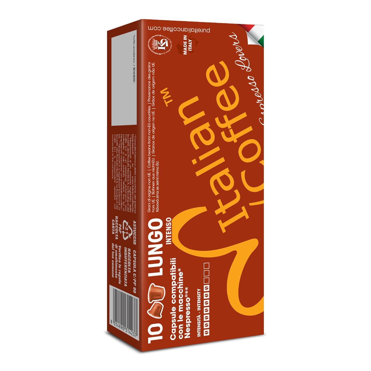Italian Coffee Pods for Nespresso Original (Pack of 200 Regular Lungo)