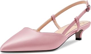 Aachcol Women's Low Heel Kittens Heel Pumps Pointed Toe Ankle Strap Slingback Dress Shoes Sandals Office Wedding Party Matte 3.5 cm