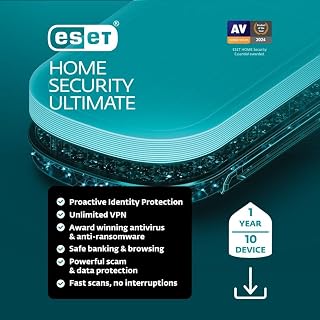 ESET Home Security Ultimate | Antivirus | Unlimited VPN | Identity Protection | 2025 Edition | 10 Devices | 1 Year| Password Manager | Privacy Protection | Ransomware | Digital Download [PC/Mac/Android]