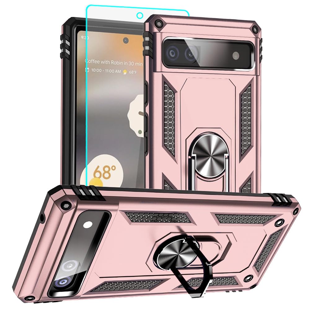 for Pixel 6a Case, Google Pixel 6A Phone Case with HD Screen Protector, [Militar