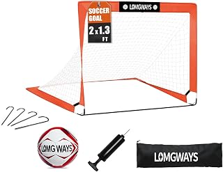 LOMGWAYS Soccer Goal for Kids + Youth with Carry Bag for Practice & Games