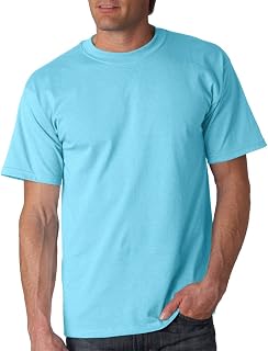 Gildan Men's Ultra Cotton Crew Neck Short Sleeved T Shirt Top Classic Item Men's - skyblue