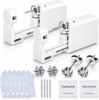 Anzero Ear Piercing Kit, Disposable Ear Piercing Gun with 5MM CZ Studs | Earlobe Cartilage Piercing, Easy Safe Home Use, Sterile Packed, Preloaded 316L CZ Hypoallergenic Studs for Women, Men & Girls