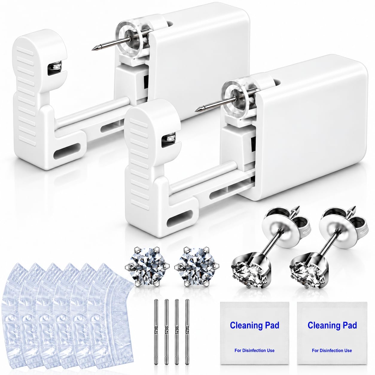 Anzero Ear Piercing Kit, Disposable Ear Piercing Gun with 5MM CZ Studs | Earlobe