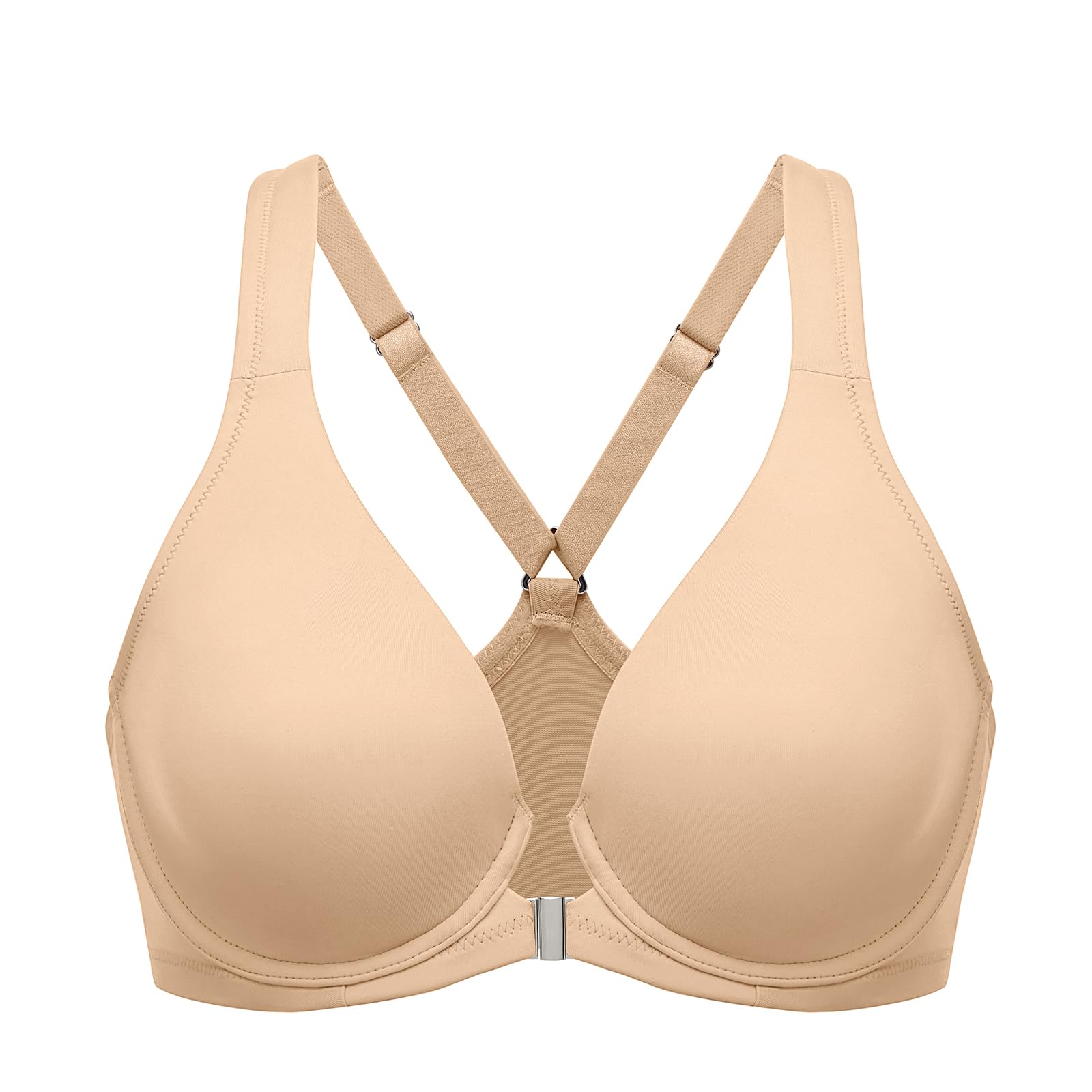 DELIMIRA Women's Front Closure Racerback Plus Size Bra