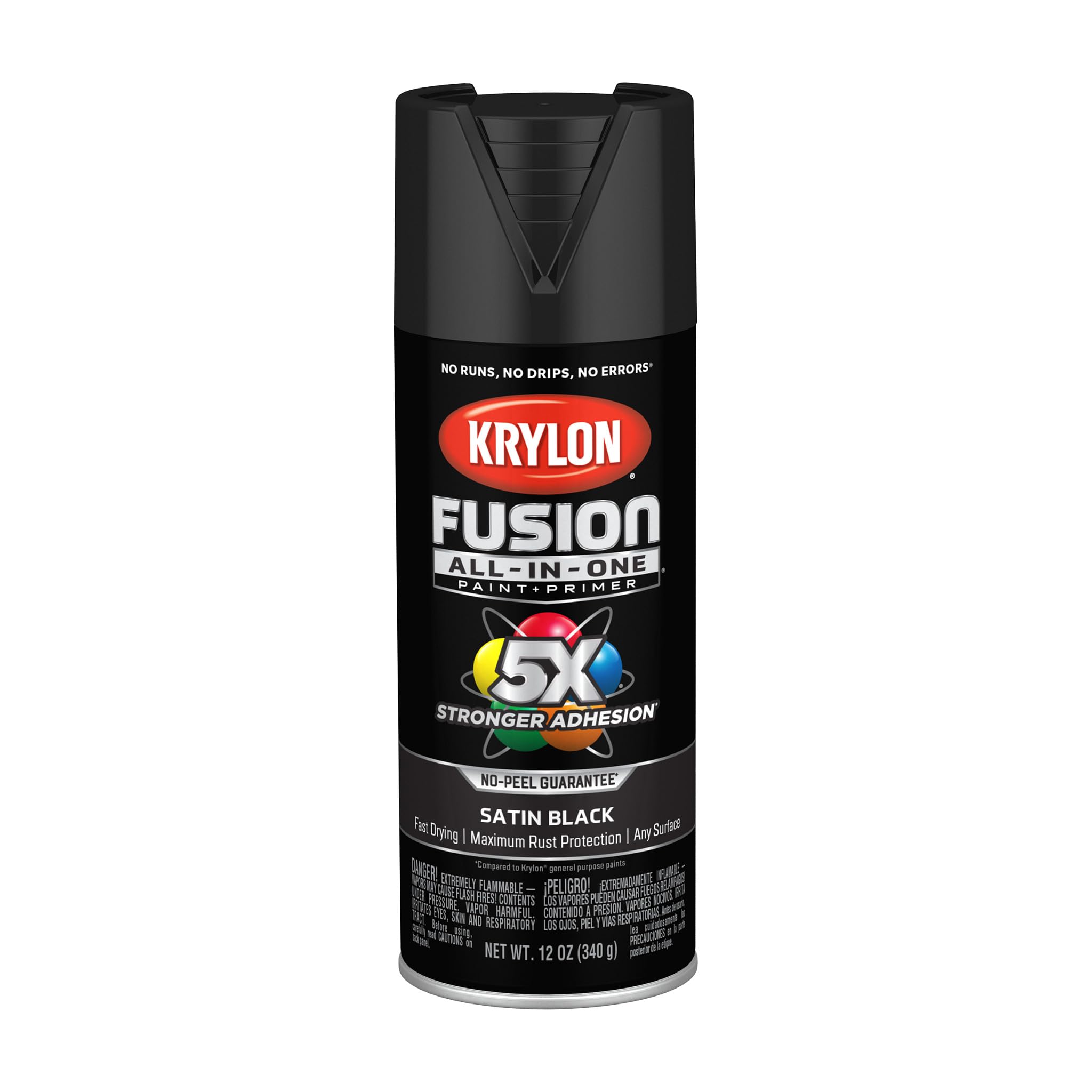 Krylon Fusion All-In-One Adhesive Spray Paint for Indoor/Outdoor Use, 12 oz, Bla
