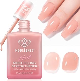 Modelones Nail Strengthener and Growth, Fall Nude Nail Polish Nail Hardener | Extra Strong and Growth Natural Nail Repair Strengthening Polish Concealer Ridge Filler Nail Stuff Toenails Gifts Women 15ml