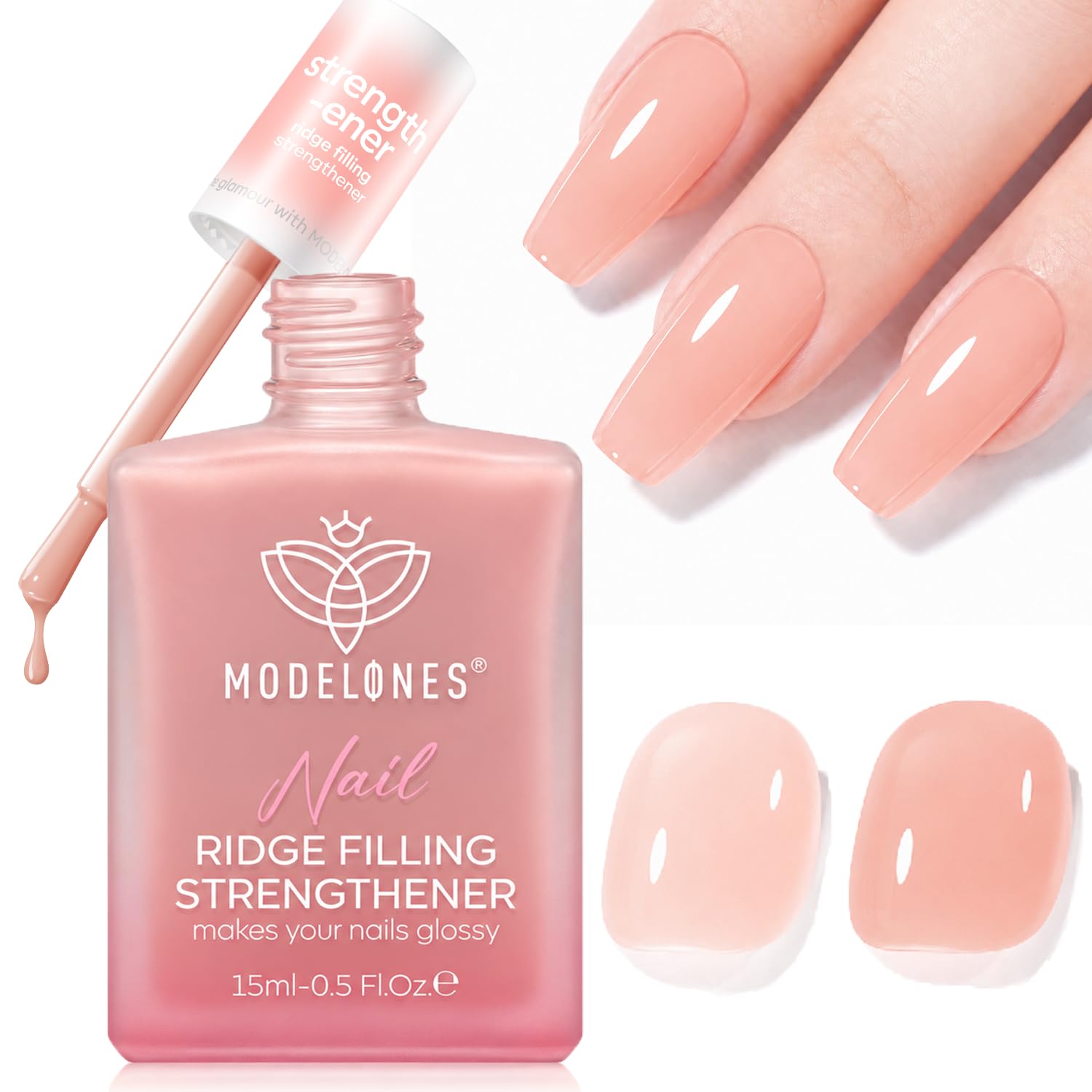 Modelones Nail Strengthener and Growth, Fall Nude Nail Polish Nail Hardener | Ex