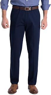 Haggar Men's Casual Flat Front Flex Waist Iron-Free Pant