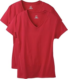 Hanes レディース 半袖 Vネック Tシャツ