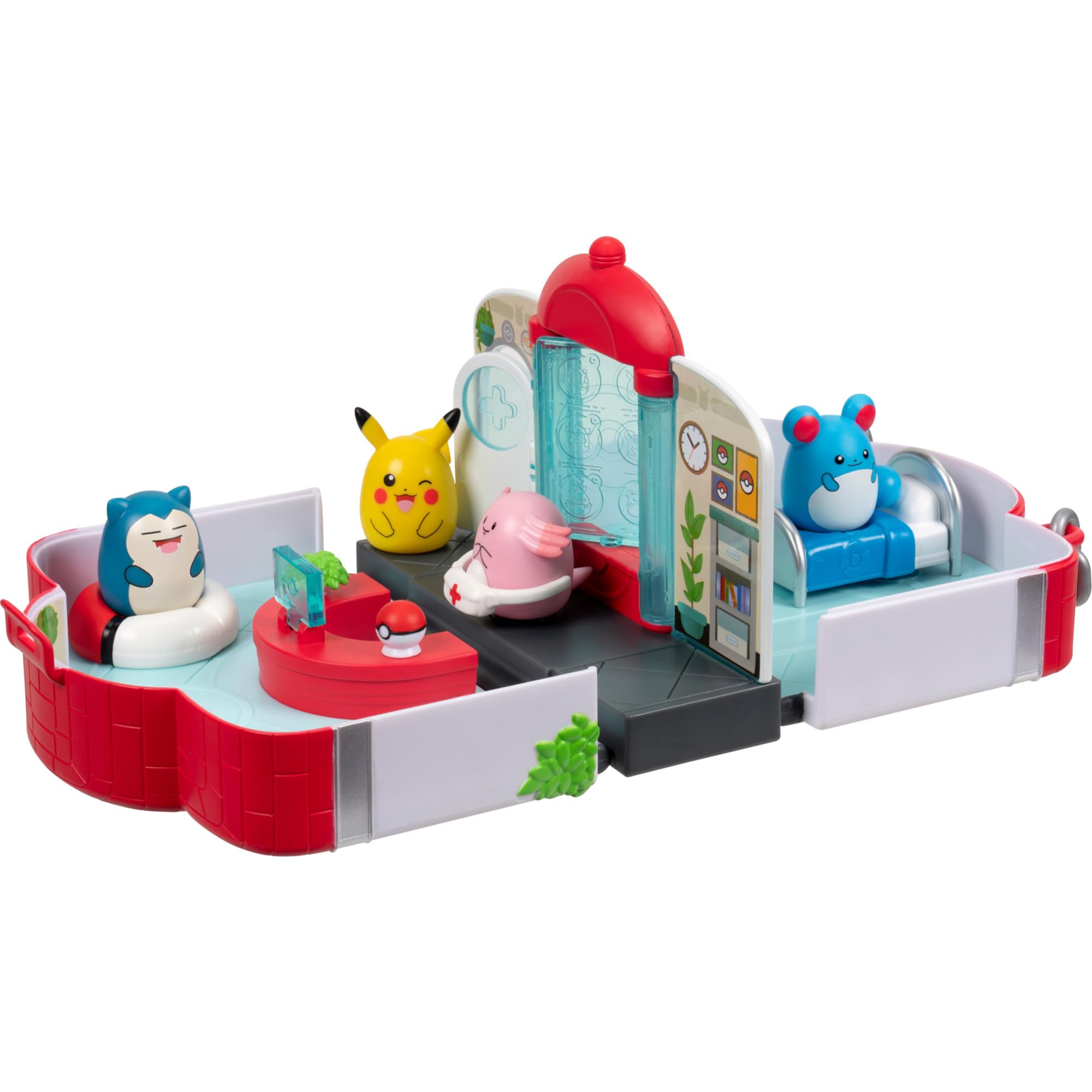Squish-a-longs Pokémon Centre Playset by Jazwares, Collect Trade and Play, (4) M
