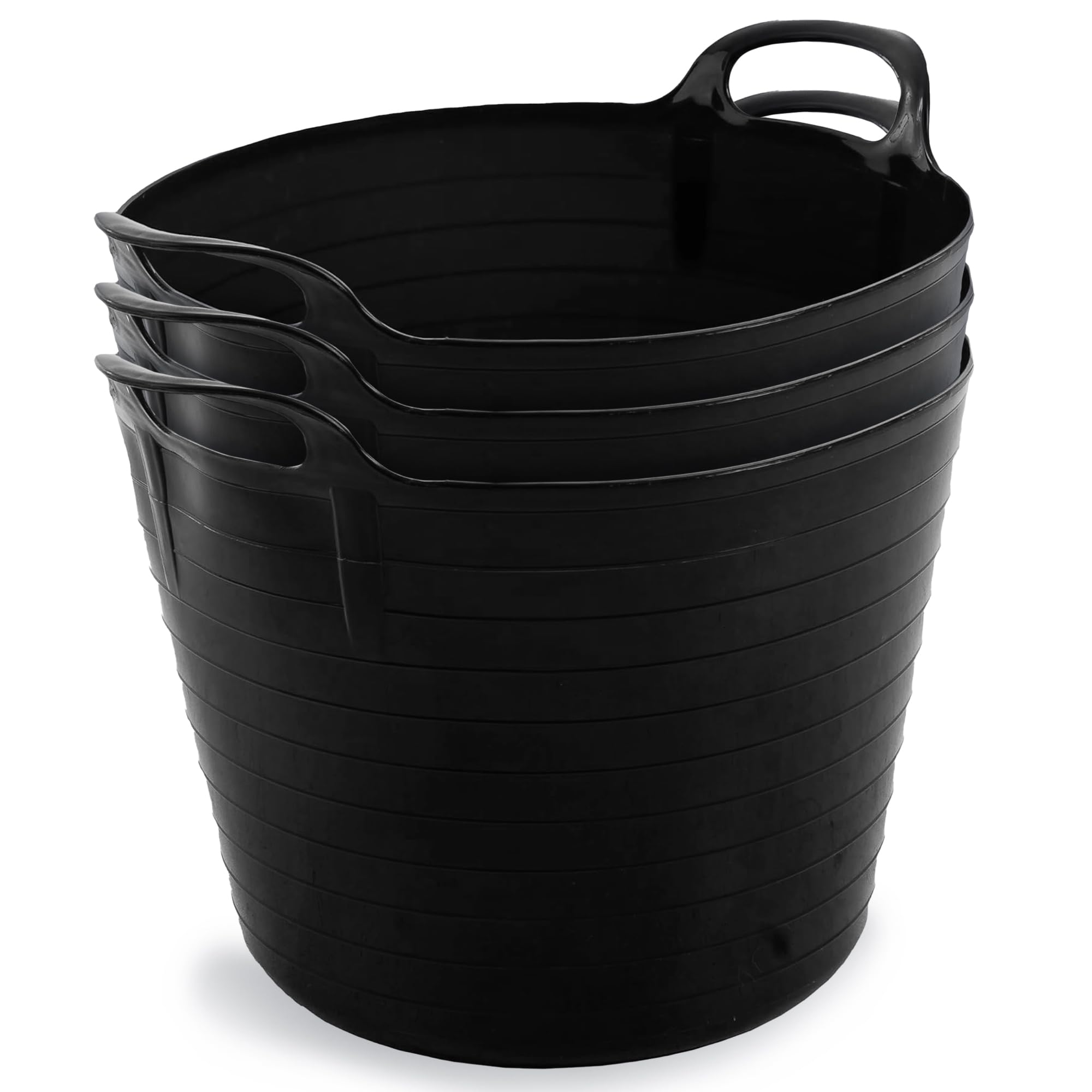 Neat Plastics 42L Flexi Tubs - 3 Pack Large Garden Tubs with Handles, Heavy Duty