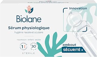 BIOLANE - Physiological Baby Serum - Round Tip - 30 Unidoses | Cleans nose and eyes, from birth, Made in France