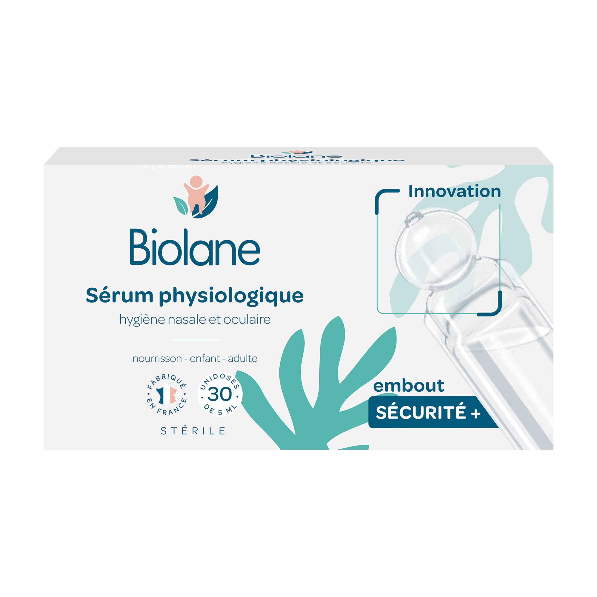 BIOLANE - Physiological Baby Serum - Round Tip - 30 Unidoses | Cleans nose and e