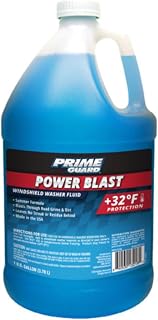 Prime Guard +32°F Power Blast Blue Windshield Washer Fluid | 1 Gallon | Streak-Free Summer Formula Removes Bugs, Dirt &amp; Road Grime | Ready-to-Use &amp; Safe for All Vehicles