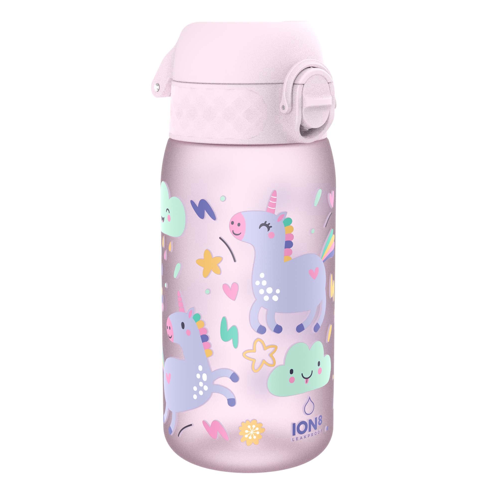 Ion8 Kids Water Bottle, Leak Proof, 350ml (12oz), Lilac Unicorns | Dishwasher Sa