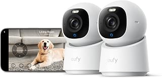eufy Security 4K Indoor Camera E30, No Subscription, Pan and Tilt | AI Tracking, Color Night Vision, Pet/Baby/Nanny Camera with Two-Way Audio, Human/Pet Detection, Works with HomeKit (2-Pack)