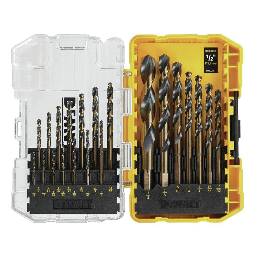 DEWALT Drill Bit Set, 21 Pc High Speed Steel DEWALT Bits, Black and Gold Oxide C