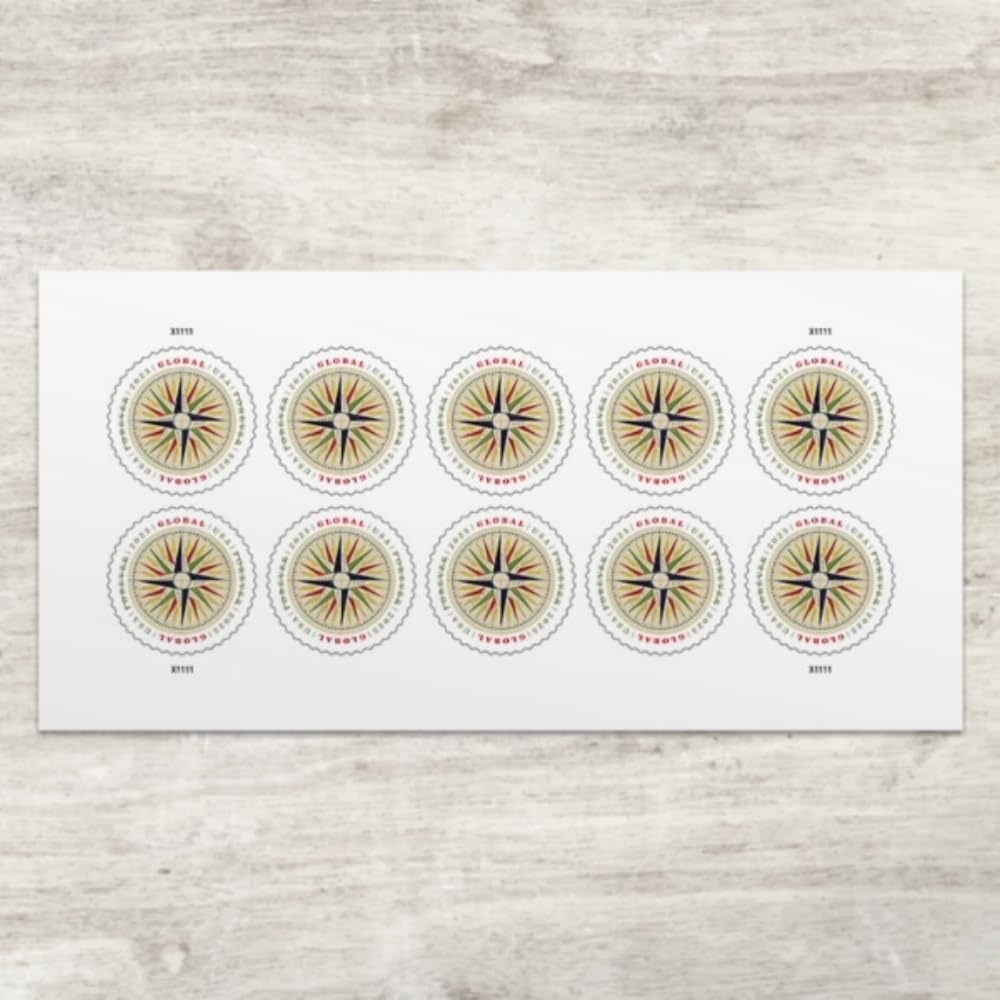 1794 Compass Rose 2025 (Sheet of 10) Global Forever International Rate First-Cla