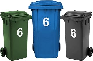 3 Pack Bin Numbers for Wheelie Bins 0-99/A-D | Large Number Stickers (6) | 17.5cm numbers, 8cm letters, self-adhesive vinyl, weatherproof, stick on, house number, recycling & dustbin use
