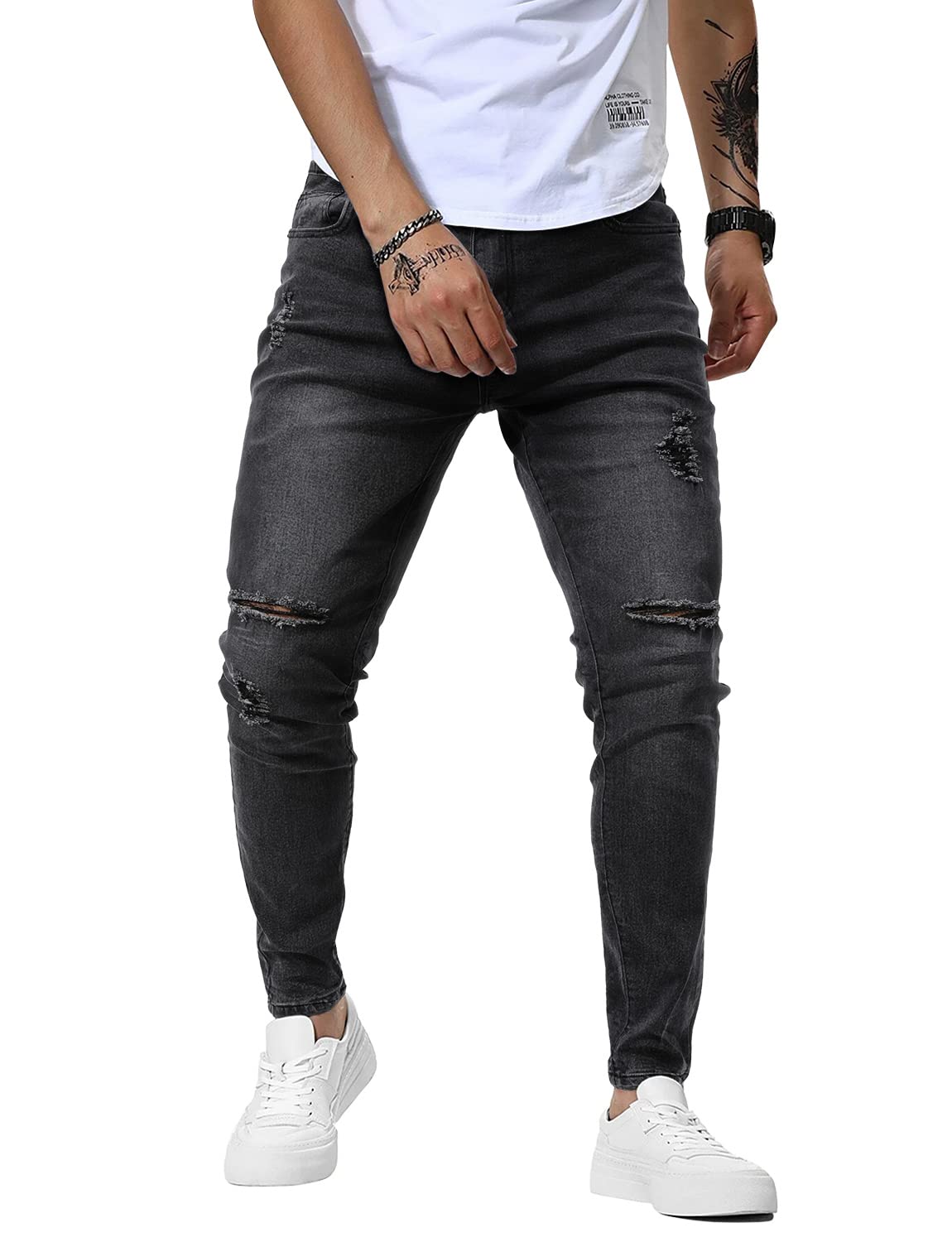 Mens Jeans Slim Fit Skinny Denim Stretch Tapered Jean Pants