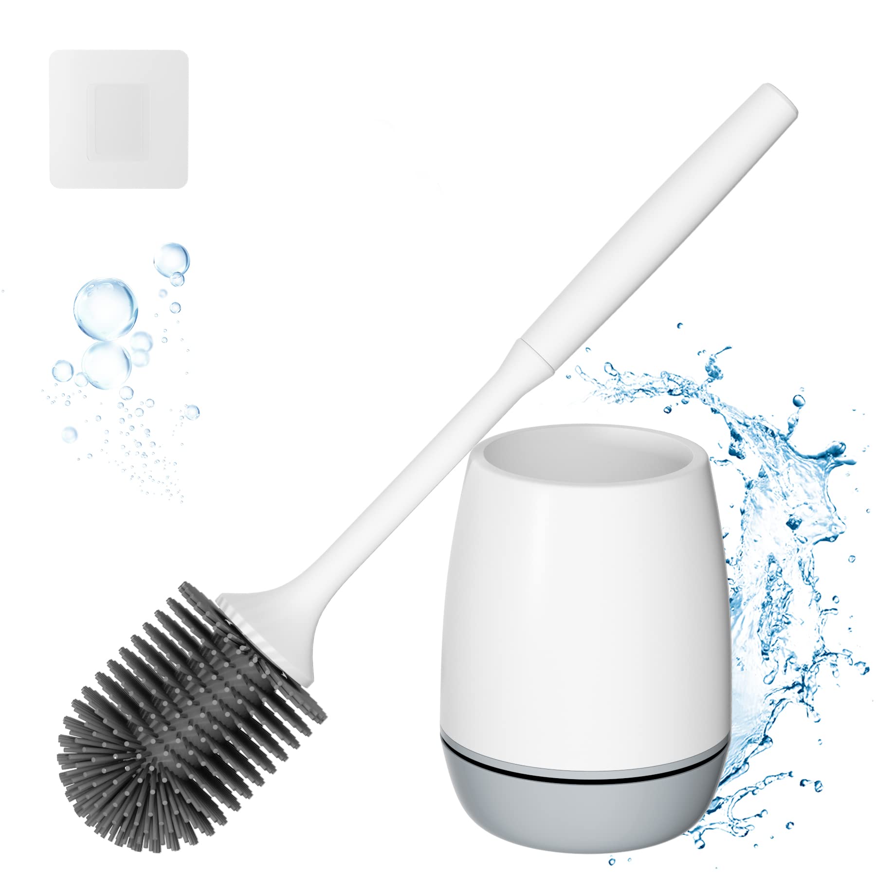 Hibbent Toilet Brush with Ventilated Drying Holder, Toilet Bowl Brush | Silicone