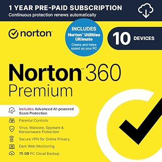 Norton 360 Premium + Utilities 2026| 10 Devices | 1-Year subscription with Automatic renewal | 1 Device |Activation Code by email