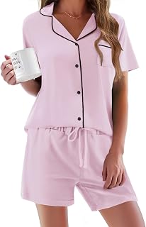 Ekouaer Women's Short Sleeve Sleepwear Soft PJ Set XS-XXL