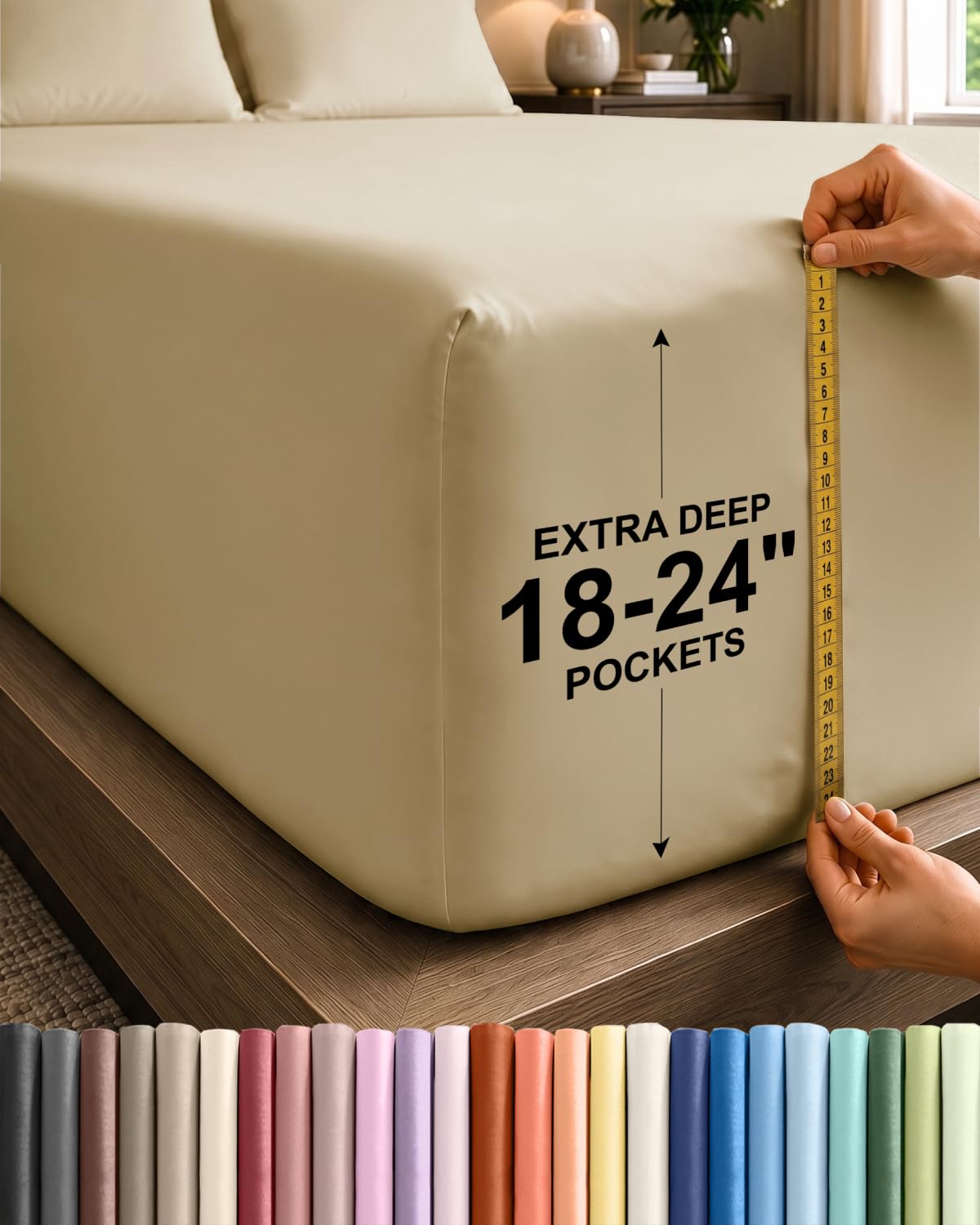 CGK Linens Double Fitted Sheet, Beige