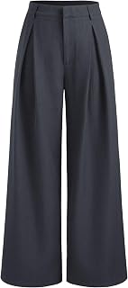 CIDER Women's Wide Leg Pants Mid Waist Trousers with Pockets