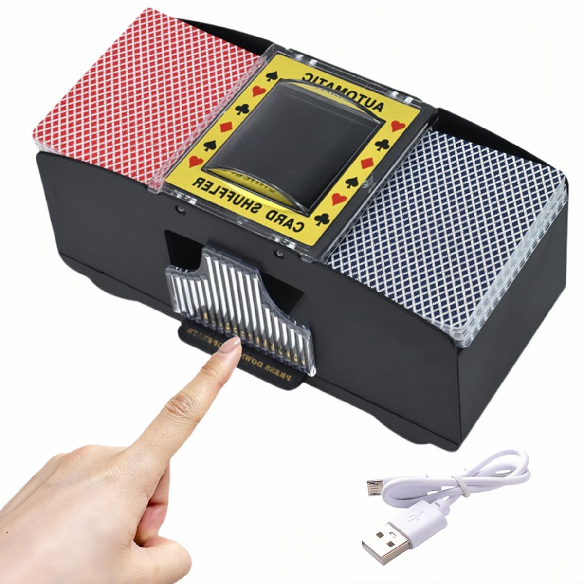 YHANNI Portable Automatic Card Shuffler -USB/Battery Operated, Efficiently Shuff