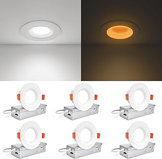 Togalonn Pot Lights 3 Inch LED Recessed with Night Light, Dimmable & 5CCT Selectable Slim Soffit Downlight, Ultra-Thin Canless Wafer Lighting, cETL, IC Rate, 6W/2W, Cut-Out 3", 6 Pack