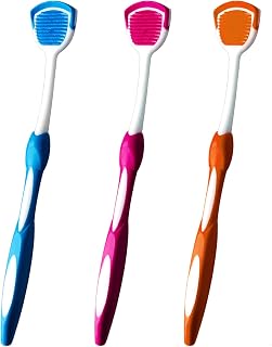 Tongue Brush, Tongue Scraper, Tongue Cleaner, Tongue Scraper Brush, Tongue Cleaner Brush, Tongue Brushes Helps Fight Bad Breath, 3 Tongue Scrapers, 3 Pack (Blue&Orange&Red)