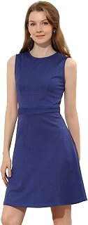 Allegra K Women's Sleeveless A Line Vintage Plaid Houndstooth Work Dresses