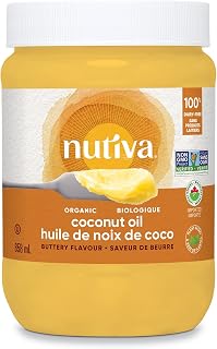 Nutiva Organic Coconut Oil with Non-Dairy Butter Flavor, 858 mL, Organic, Non-GMO, Vegan & Gluten-Free, Plant-Based Replacement for Butter