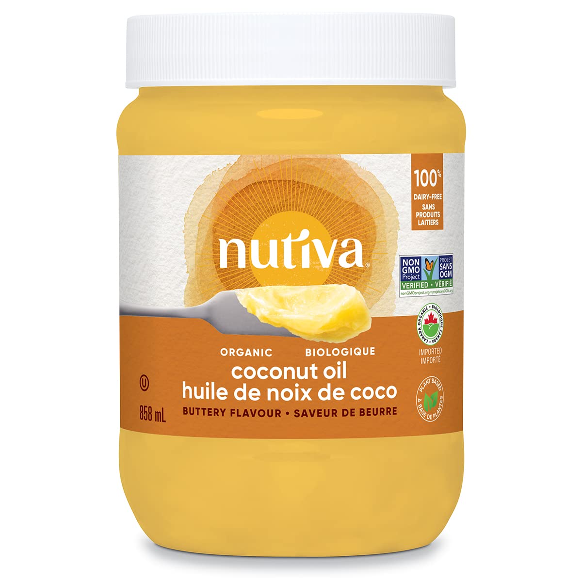 Nutiva Organic Coconut Oil with Non-Dairy Butter Flavor, 858 mL, Organic, Non-GM