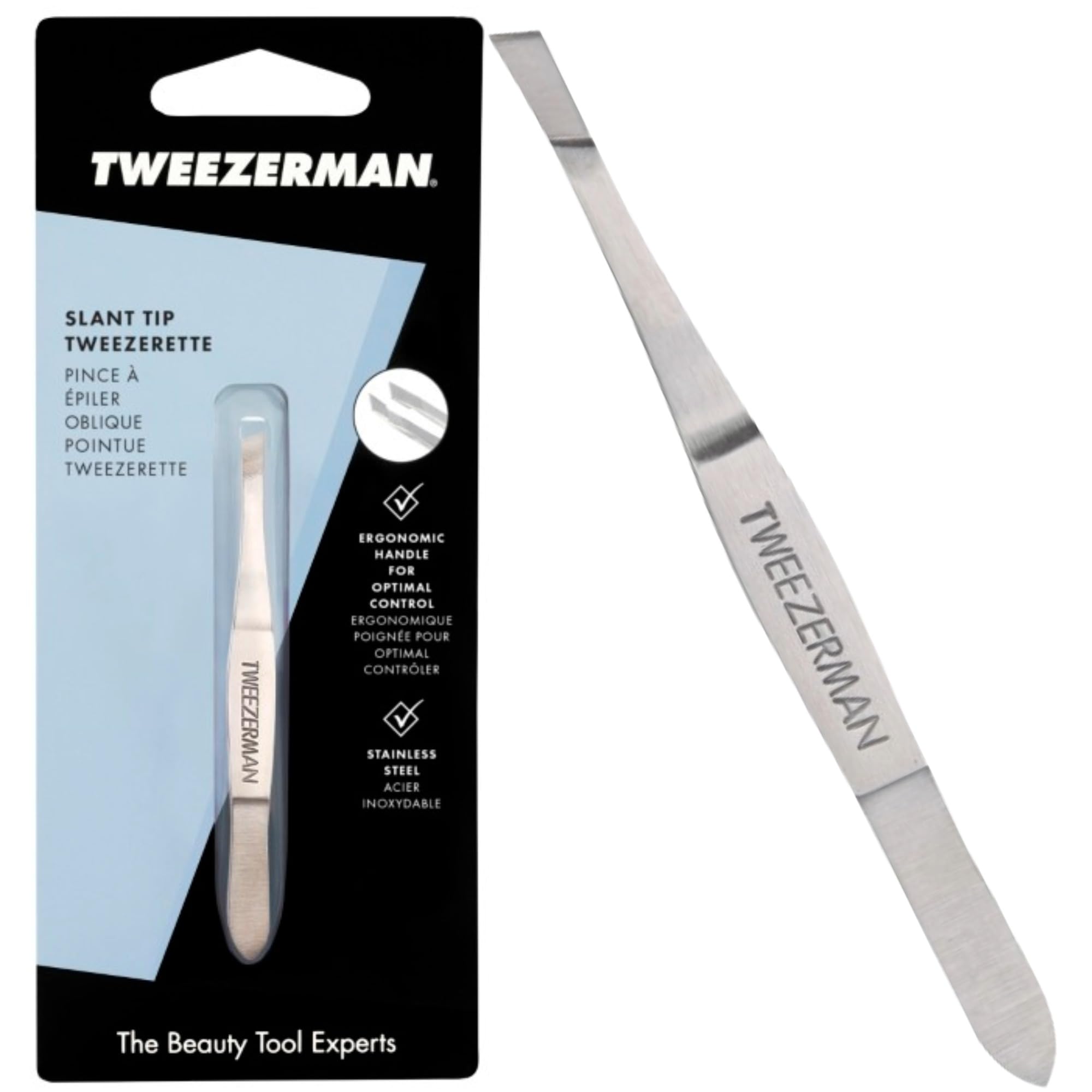 Tweezerman Slanted Tweezerette, Stainless Steel Tweezers (Pack of 1)