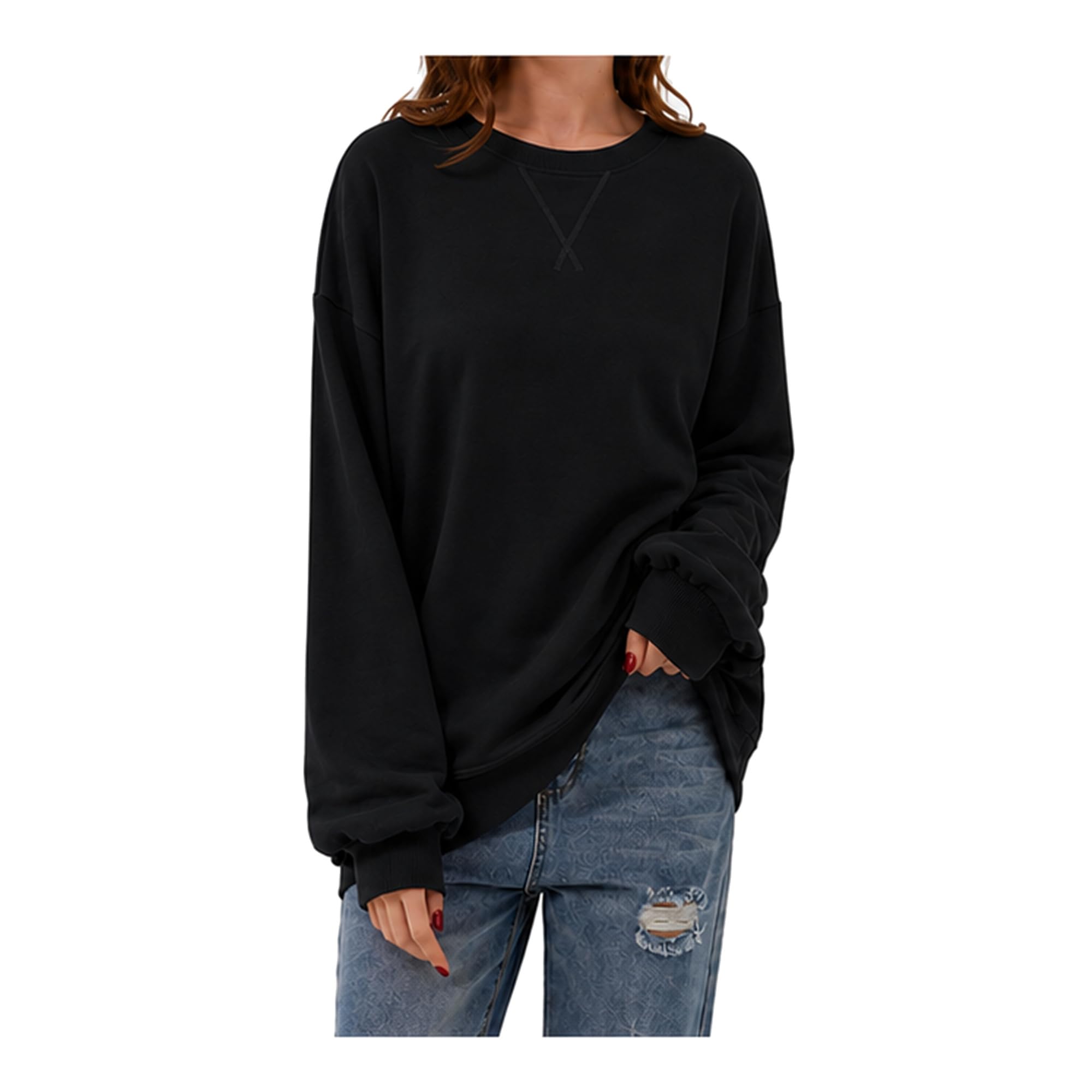 DUOEASE Y2K Women's Oversized Sweatshirt Elegant Striped Long Sleeve Top