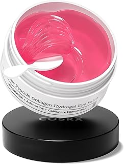 COSRX Pink Peptides Collagen Hydrogel Eye Patch for Puffy Eyes (60) | Cooling &amp; Firming Under Eye Patches with 4-Peptide &amp; Caffeine, Depuffing Gel Eye Mask, Korean Skin Care