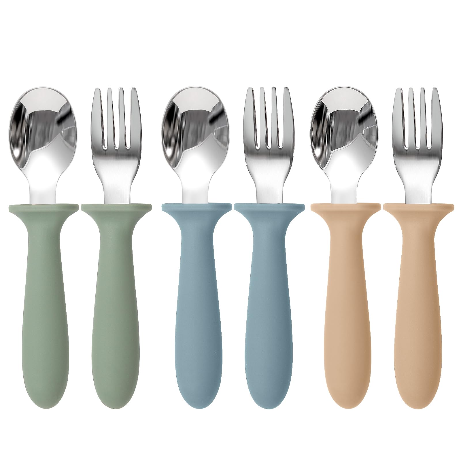 Eascrozn Toddler Utensils, 6 Pack Children Safe Forks and Spoons Set | kids Silv