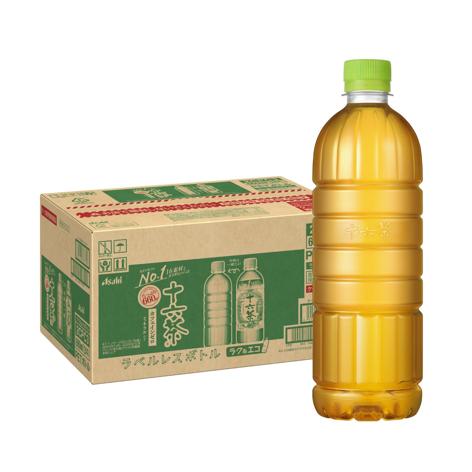 16 Tea Asahi Beverage, Labelless Bottles, 21.2 fl oz (630 ml) x 24 Bottles (Tea)