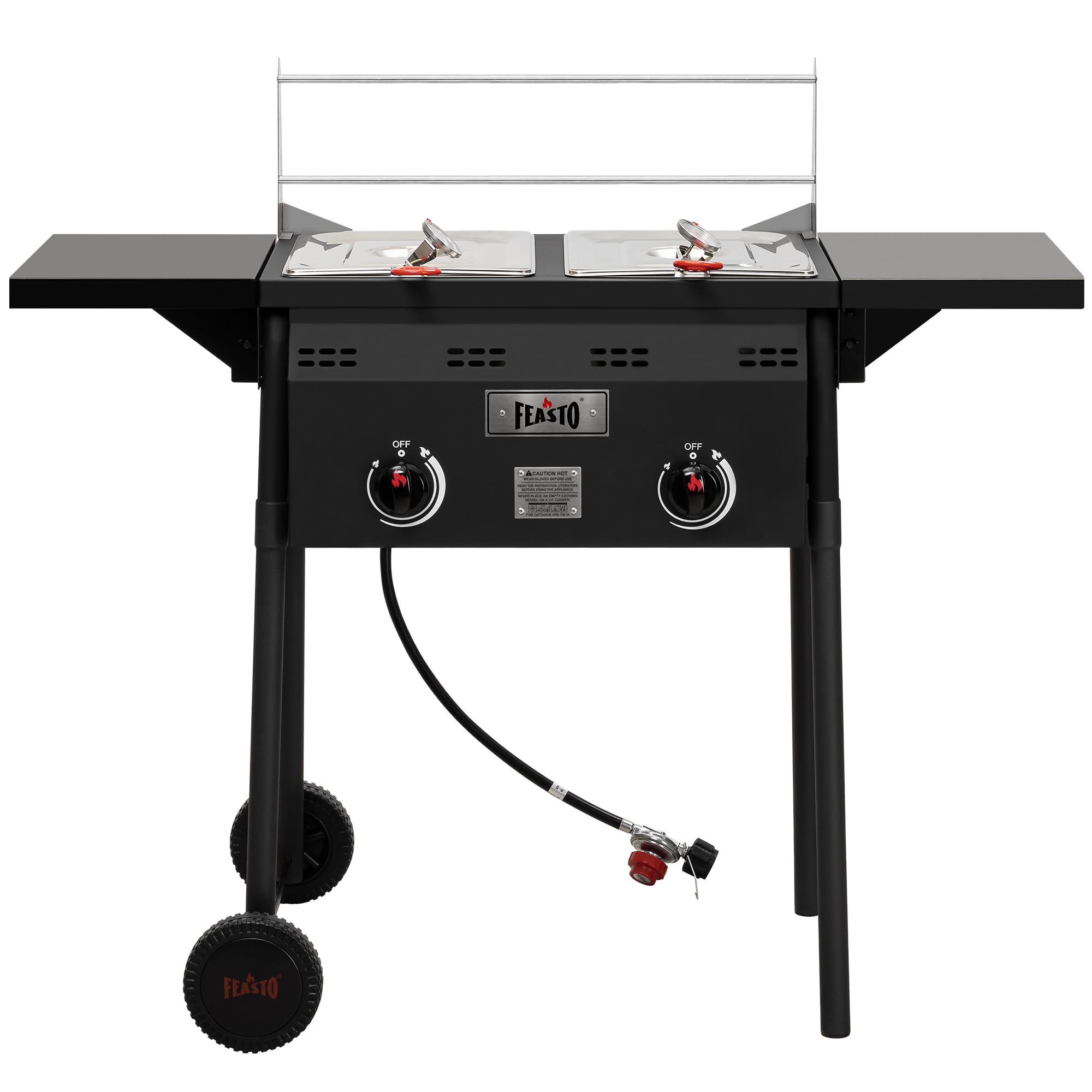 Feasto Outdoor Propane Deep Fryer with Rolling Cart, Dual Tank Fish Fryer | 2 In